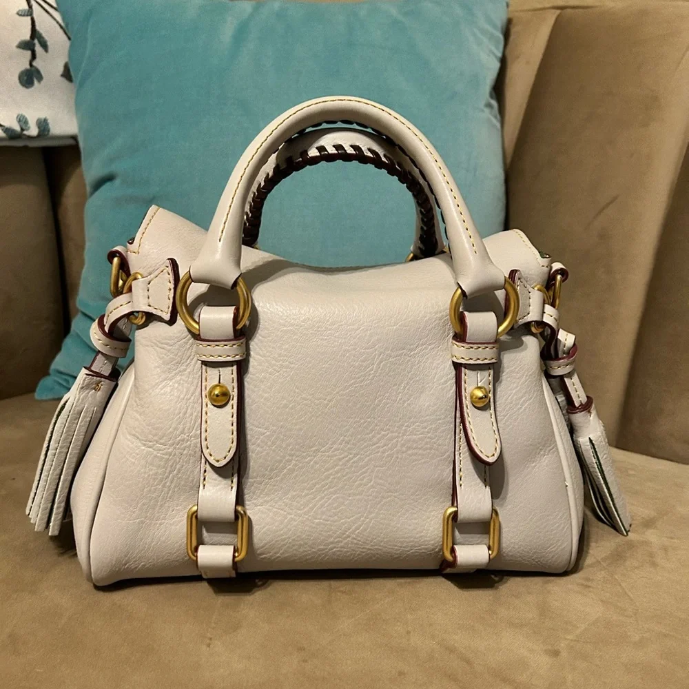 🦆 Dooney & Bourke Micro Florentine Satchel in Ecru - Picture 5 of 14